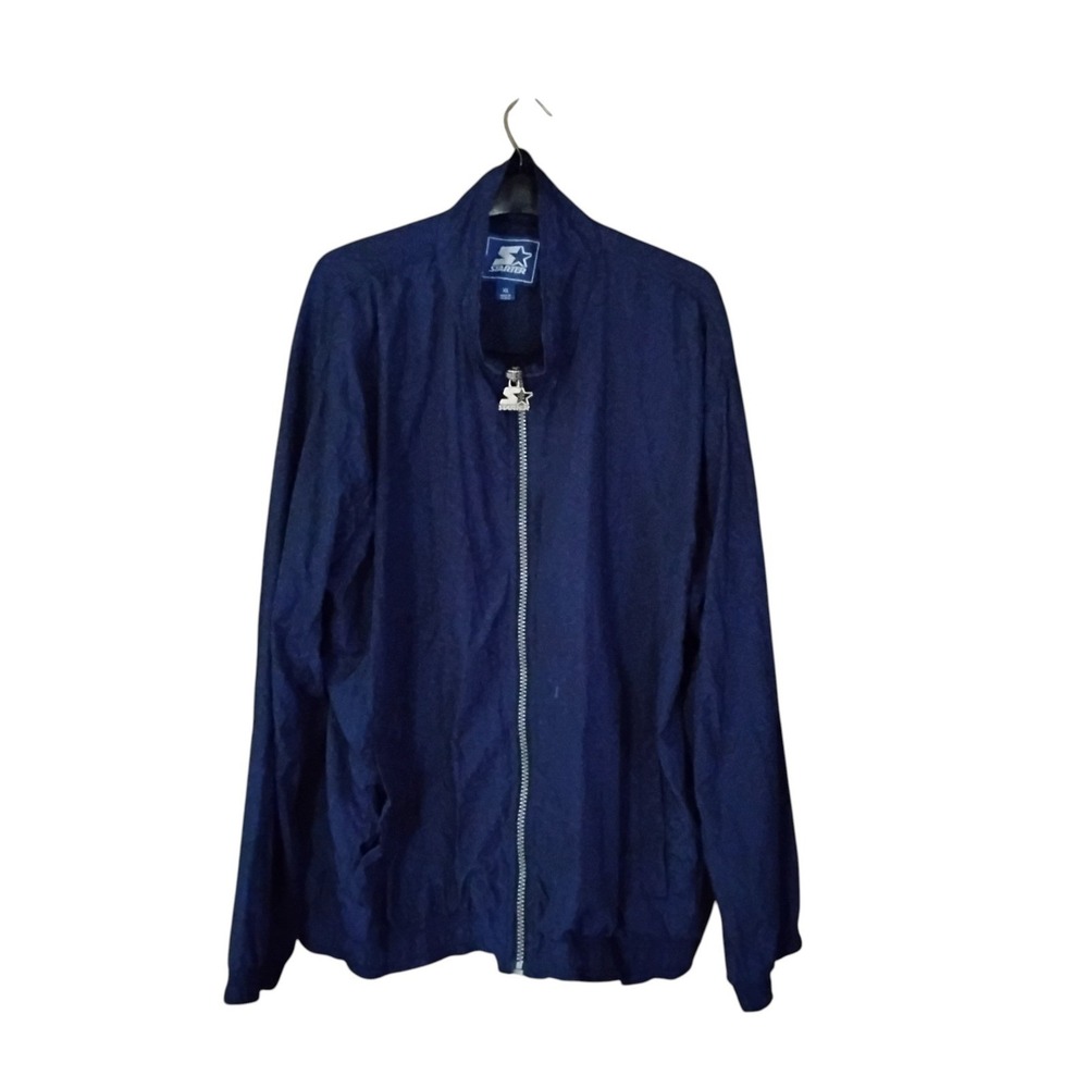 Starter Vintage Windbreaker Jacket Mens XL Navy Blue Full Zip Nylon Lightweight